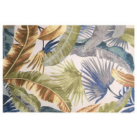 Kusový koberec JUNGLE palmové listy - modrý/oranžový