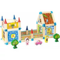 ECOTOYS Dřevěné kostky Domeček