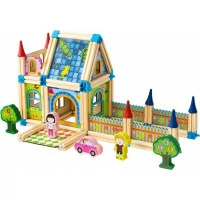 ECOTOYS Dřevěné kostky Domeček