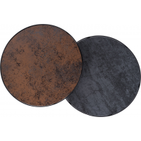Set kulatých konferenčních stolků PRISCILLA - bronzový a šedý kámen/černý