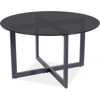 Konferenční kulatý stolek AGANO 80 - kouřové sklo/černý