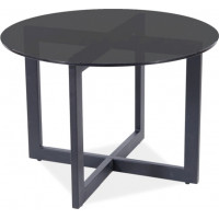 Konferenční kulatý stolek AGANO 60 - kouřové sklo/černý