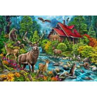 COBBLE HILL Puzzle Chata s červenou střechou 2000 dílků