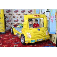 Dětská autopostel TRUCK 180x90 cm - žlutá s MATRACÍ ZDARMA
