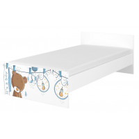 Dětská postel MAX - 200x90 cm - VYPRANÝ MEDVÍDEK - bílá