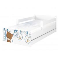 Dětská postel MAX - 200x90 cm - VYPRANÝ MEDVÍDEK - bílá