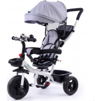 ECOTOYS Tříkolka se stříškou a vodící tyčí - šedá