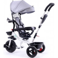 ECOTOYS Tříkolka se stříškou a vodící tyčí - šedá