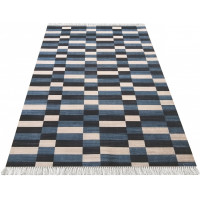 Kusový koberec BIANCA tiles - odstíny tmavě modré/béžové