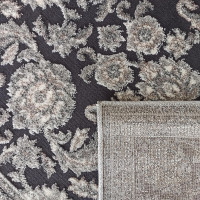 Kusový koberec MAGNE - květy - černý/šedý