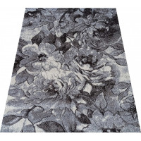 Kusový koberec PANNE květy - odstíny šedé