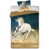 Bavlněné povlečení HORSES Bílý kůň - 140x200 cm