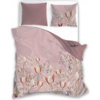 Saténové povlečení ELEGANT Flowers - růžové/starorůžové - 220x200 cm