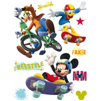 Dětská samolepka MICKEY MOUSE NA SKATEBOARDU 65x85 cm