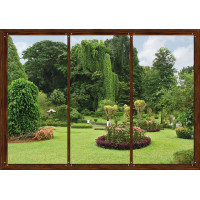 Moderní fototapeta - Okno do zahrady - 360x254 cm