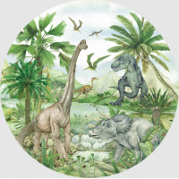 Dětská samolepící fototapeta - DINO 2 - kulatá - 70 cm
