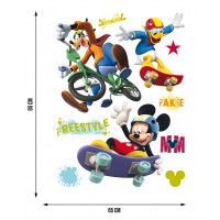 Dětská samolepka MICKEY MOUSE NA SKATEBOARDU 65x85 cm