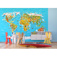 Dětská fototapeta - Dětská mapa světa - 360x254 cm