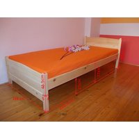 Vyšší postel z MASIVU IGNAZIO 200x160 cm + ROŠT