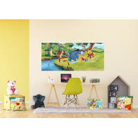 Dětská fototapeta DISNEY - Medvídek PÚ s kamarády u řeky - 202x90 cm