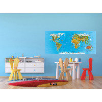 Dětská fototapeta - Dětská mapa světa - 202x90 cm