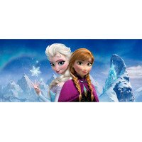 Dětská fototapeta DISNEY - FROZEN - Elsa a Anna na vrcholu hor - 202x90 cm