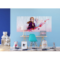 Dětská fototapeta Disney - FROZEN - Anna a Elsa v podzimním větru - 202x90 cm