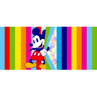 Dětská fototapeta DISNEY - Mickey Mouse a barevné pruhy - 202x90 cm