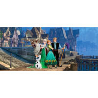 Dětská fototapeta DISNEY - FROZEN - Anna a Elsa ve městě - 202x90 cm