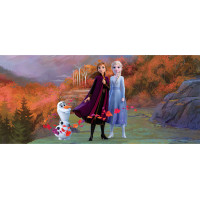 Dětská fototapeta DISNEY - FROZEN - Elsa, Anna a Olaf na horské cestě - 202x90 cm