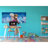 Dětská fototapeta DISNEY - FROZEN - Elsa a Anna na vrcholu hor - 202x90 cm