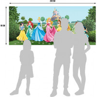 Dětská fototapeta DISNEY - Princezny na louce před zámkem - 202x90 cm