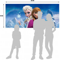 Dětská fototapeta DISNEY - FROZEN - Elsa a Anna na vrcholu hor - 202x90 cm