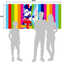 Dětská fototapeta DISNEY - Mickey Mouse a barevné pruhy - 202x90 cm