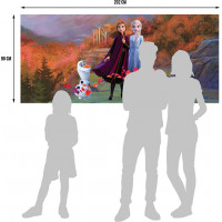 Dětská fototapeta DISNEY - FROZEN - Elsa, Anna a Olaf na horské cestě - 202x90 cm