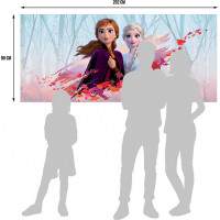 Dětská fototapeta Disney - FROZEN - Anna a Elsa v podzimním větru - 202x90 cm