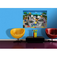 Dětská fototapeta DISNEY - Mickey Mouse s kamarády na skejtech - 155x110 cm