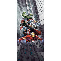 Dětská fototapeta MARVEL - Avengers bojují ve městě - 90x202 cm