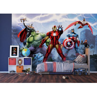 Dětská fototapeta MARVEL - Avengers v boji proti nepřátelům - 360x254 cm