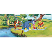 Dětská fototapeta DISNEY - Medvídek PÚ s kamarády u řeky - 202x90 cm