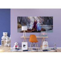 Dětská fototapeta DISNEY - FROZEN - Elsa, Anna a Olaf na horách - 202x90 cm