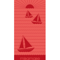 Plážová osuška 70x140 cm - MIRAMARE Lodě - červená
