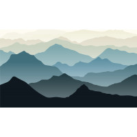 Moderní fototapeta - Modré hory v mlze - 360x270 cm