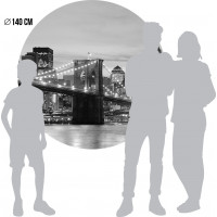 Moderní fototapeta - Brooklynský most v noci - kulatá - 140 cm