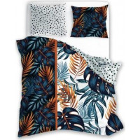 Bavlněné povlečení LETNÍ SEN Monstera - tmavě zelené/bílé - 160x200 cm