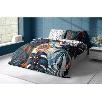 Bavlněné povlečení LETNÍ SEN Monstera - tmavě zelené/bílé - 160x200 cm