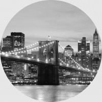 Moderní fototapeta - Brooklynský most v noci - kulatá - 70 cm