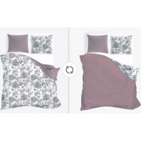 Saténové povlečení ELEGANT Butterfly - bílé/fialové - 160x200 cm