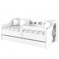 Dětská postel s přistýlkou LULLU 160x80cm - HROŠÍK INDIÁN - bílá