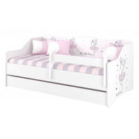 Dětská postel s přistýlkou LULLU 160x80cm - RŮŽOVÁ BALETKA - bílá
